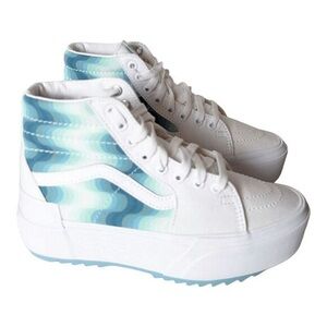 Stylish White and Blue High-Top Sneakers